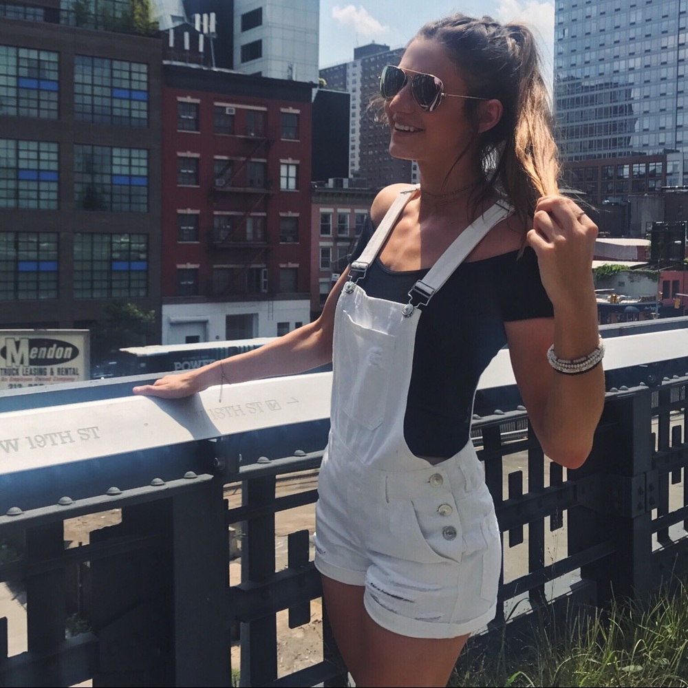 White Forever21 Overalls